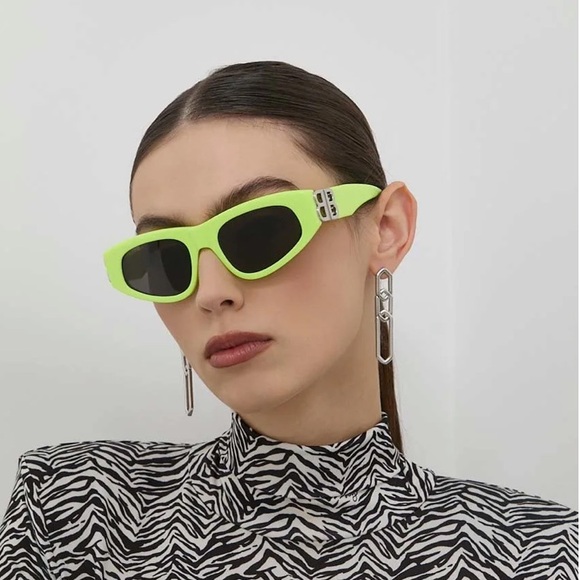 NEW BALENCIAGA BB0095S 007 GEOMETRIC YELLOW GREY WOMEN SUNGLASSES BALENCIAGA - Picture 9 of 13